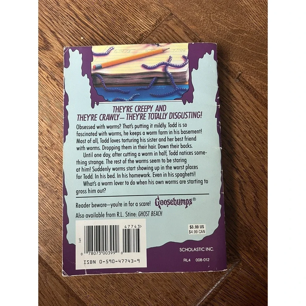 Vintage Goosebumps 1990s #21 Go Eat Worms R.L. Stine, 1st Edition,Good Condition